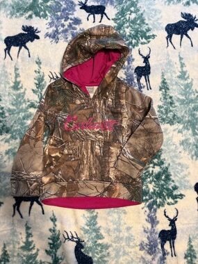 Carhartt Girls' Brown Realtree Camo Hoodie with Pink Lining